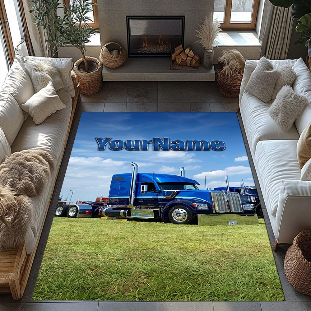 Kw Heavy Trucks Customizable Name Floor Rug Office Rug Suitable for Bedrooms Balcony Playrooms Study room Antislip Carpet Anime Office Decor