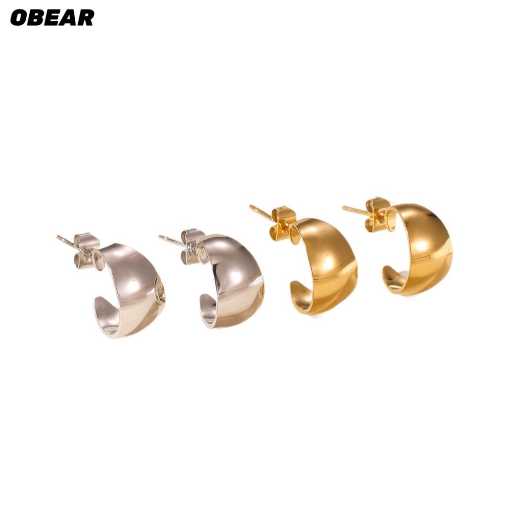 Stainless Steel Chunky Open C-Hoop Earrings Waterproof Huggie Earrings | Minimalist Fashion Jewelry