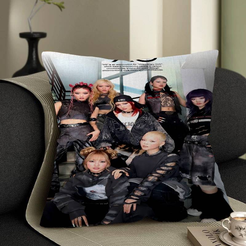 Kpop XG Group Cushion Cover Car Throw Pillow Case For Sofa Car Christmas Gift xcm xcm