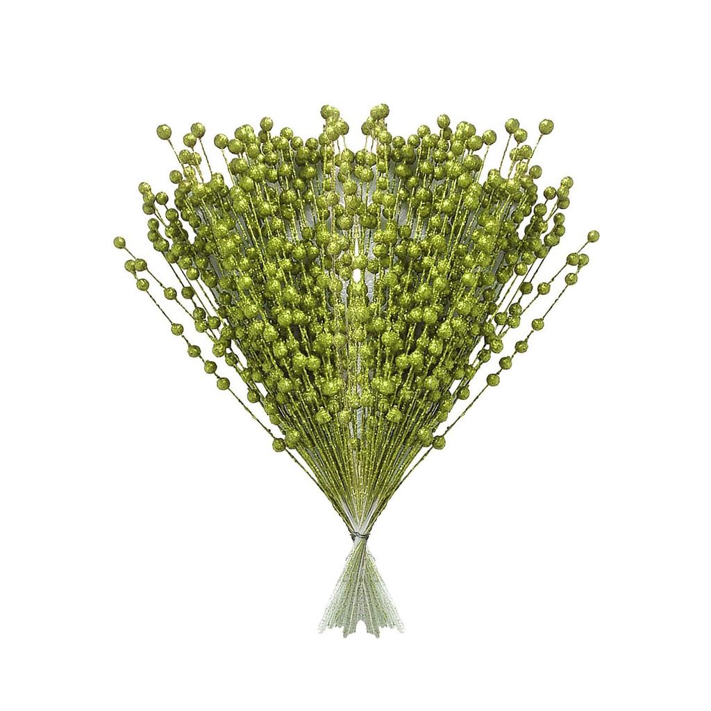 Set of 100 Artificial Berries with Glittering Gold Christmas Artificial Flowers Home Decor and Party Supplies