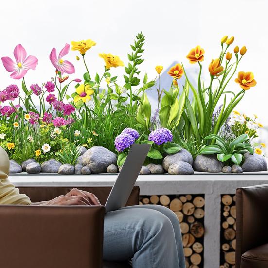 Цветочные растения в горшках Стеклянная наклейка Съемная Водонепроницаемая ПВХ Цветы Статическая стеклянная наклейка Декор для дома Гостиной Спальни Наклейка