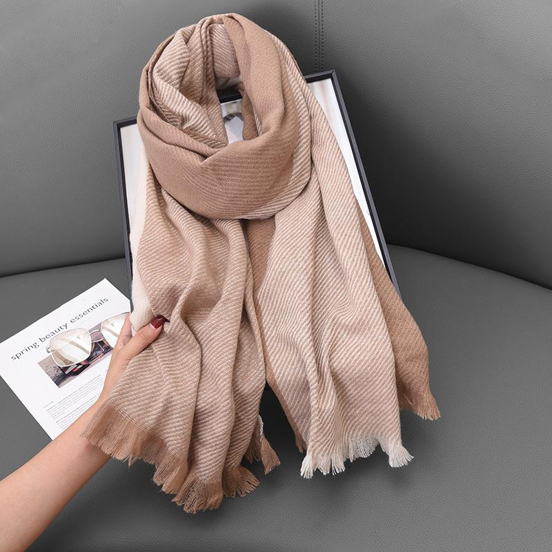 Double-Sided Color Matching Cashmere Scarf, Short Beard Scarf, Women'S Versatile High-End Warm Shawl