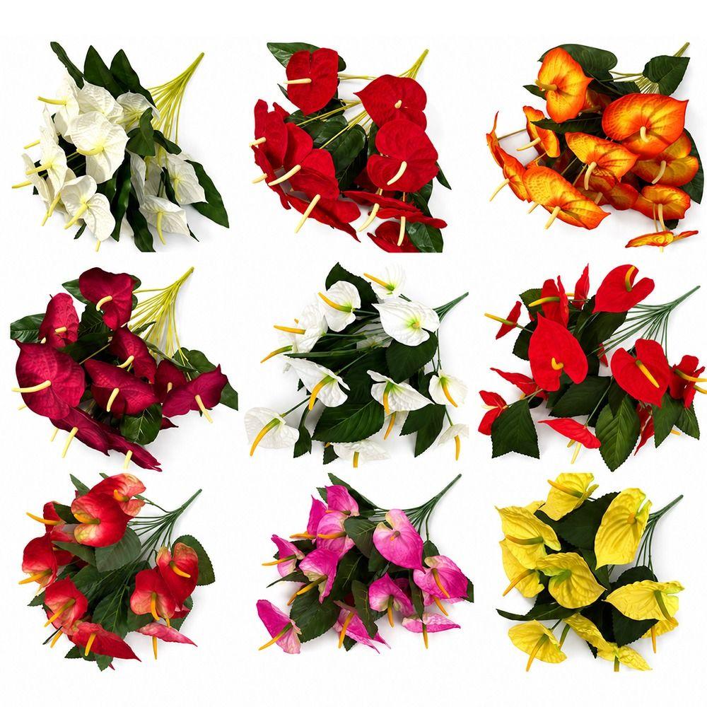18 Heads Simulation Anthurium Flower Multicolor Faux Flower Decoration Flower Party Supplies