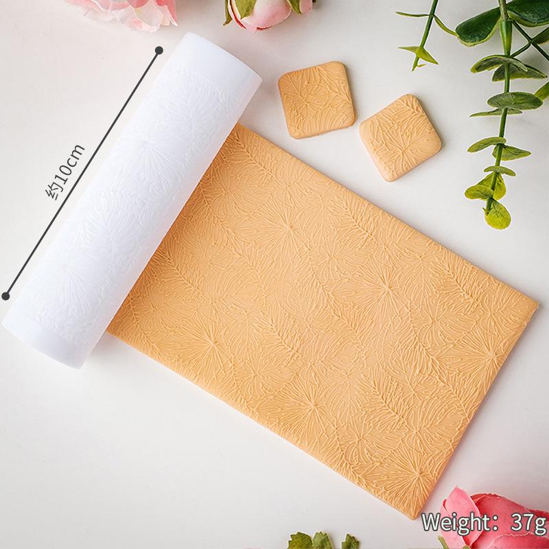 Ролик для раскатывания мягкой полимерной глины, с текстурой листа зеленого растения, прозрачный, для изготовления браслетов, серег, ожерелий, подвесок