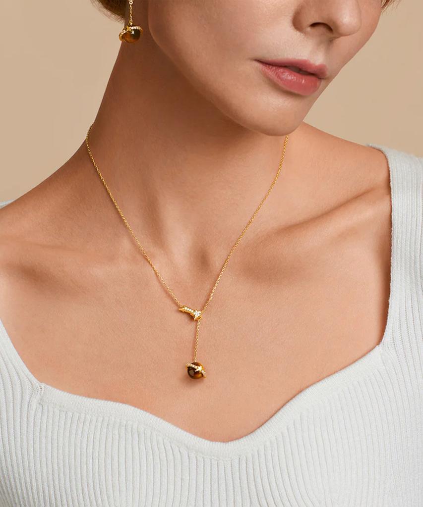 Lola Rose Heliocentric Tiger'S Eye Drop Pendant Fashion Necklace