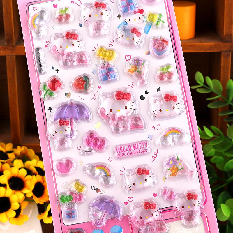 Sanrio Hello Kitty 3D Рельефные Наклейки Скрапбукинг Мультяшные Девочки DIY Дневник Чехол для Телефона Ноутбук Багаж Наклейки Канцелярские Наклейки
