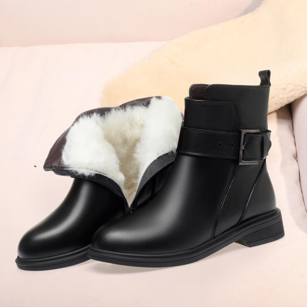 Fashion AIYUQI Women's Winter Boots 2025 New Genuine Leather Wool Warm Women's Short Boots Llarge Size 41 42 43 Women Motorcycle Boots