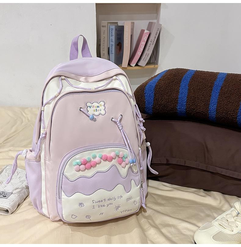Школьный рюкзак, высококачественный, в студенческом стиле, для ученика средней школы, женский, кремовый, сумка-боль, рюкзак, свежий и милый, рюкзак большой вместимости