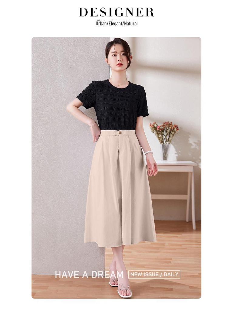 Women's Pure Cotton Floral A-Line Skirt with Elastic Waist - Stylish Summer Meat-Covering Design