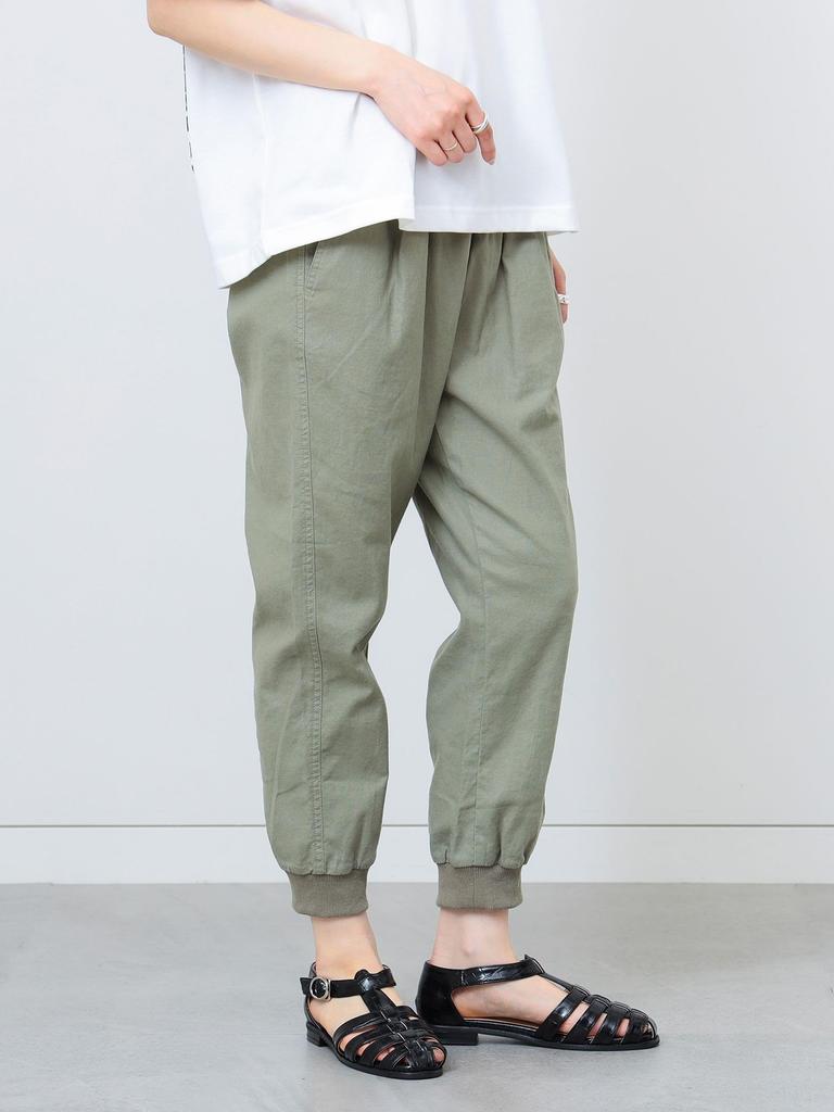 Beams Heart Linen Blend Dry Touch Jog Size M Women's Pants, Olive,