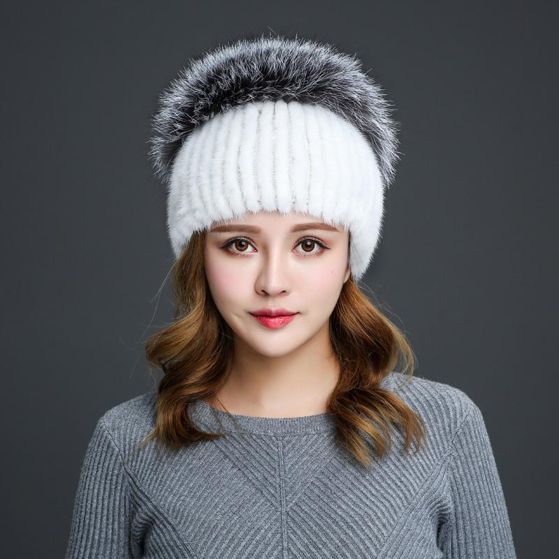 Hat Lady Winter New Mink Fur Fox Fur Woven Cap Winter Elegant Warm Fur Hat