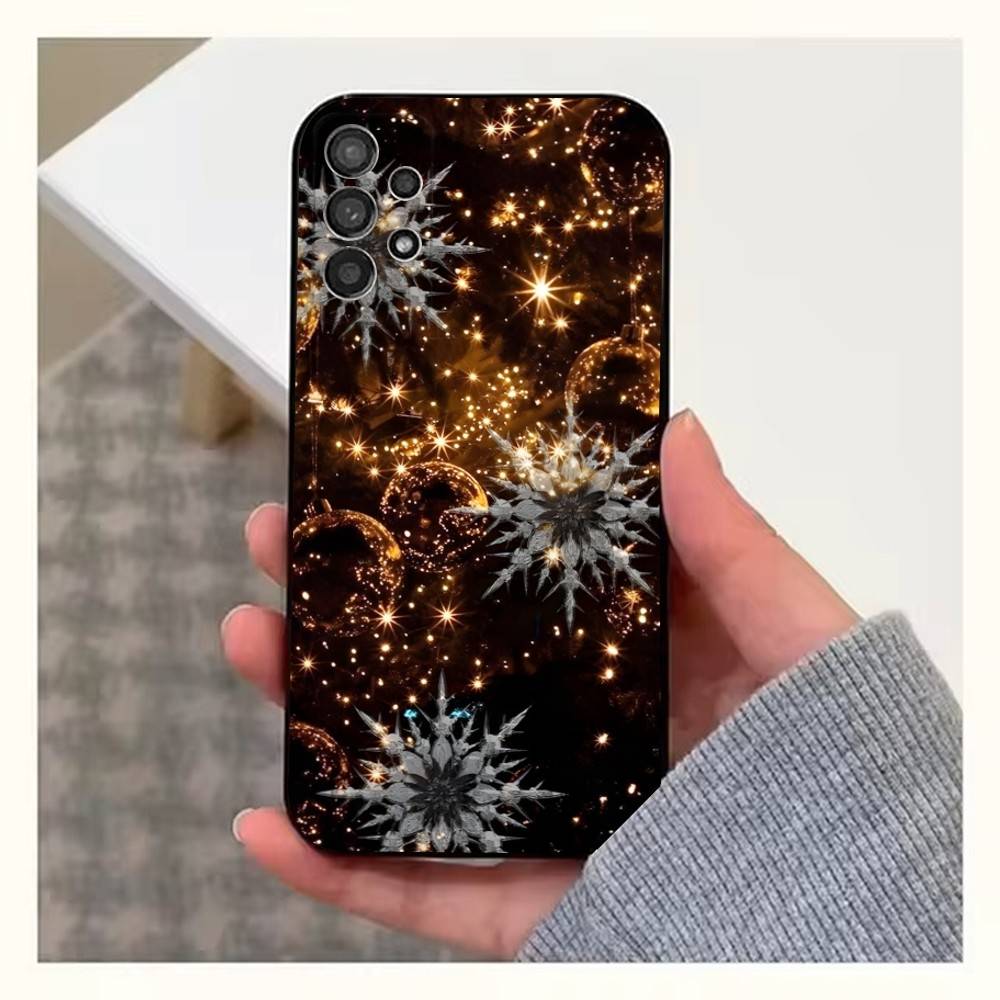 Рождественские Снежинки Арт Чехол Для Samsung S25,S24,S23,S22,S20,S21,S10,Ultra,Plus,Lite,FE,Мягкий Силиконовый Черный Чехол