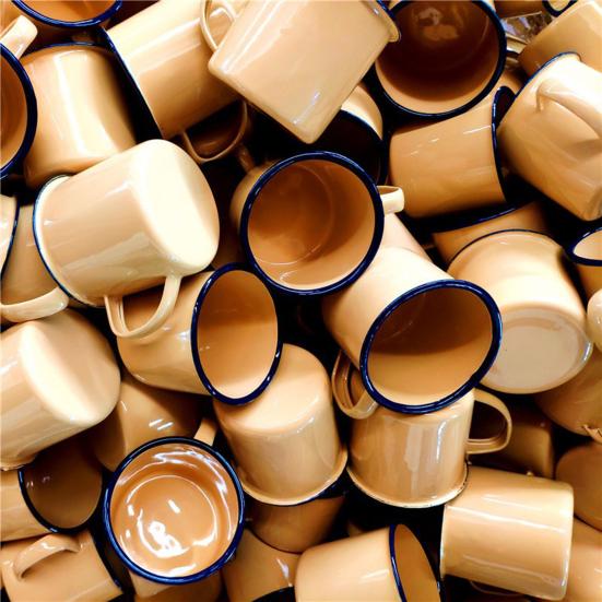 Retro Style Multi-use Water Mug Enamel Practical Non-sliding Base Drink Mug for Home