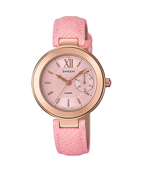 Casio Мужские аналоговые кварцевые часы из нержавеющей стали SHE-3051PGL-4A, водонепроницаемость 50 м