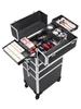 Cosmetic Rolling Trolley Makeup Train Case Professional 4 In 1, Cosmetology Case On Wheels Pink Make Up Box