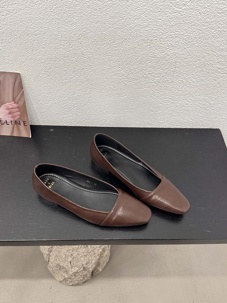 Мода Модные женские туфли-лоферы 2024 Новые поступления Однотонные черные коричневые зеленые бежевые туфли на низком каблуке без застежки женские 35-39