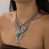 Turquoise Necklace Set Adjustable Length Clavicle Chain Fashionable Multi Layer Neckchain Accessories for Parties