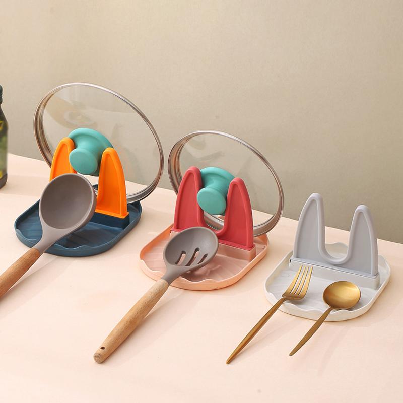 Pan Lid Holder Supports Spoons Pot Cover Rests Spatula Stand for Kitchen Convenience Utensils Tools Accessories Cooker Organizer