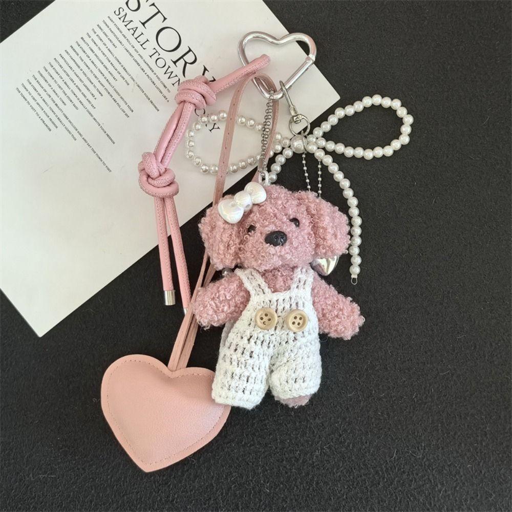 Fluffy Puppy Plush Keychain Soft Plush Doll Key Pendant Maillard Plush Doll Pendant Children Girl