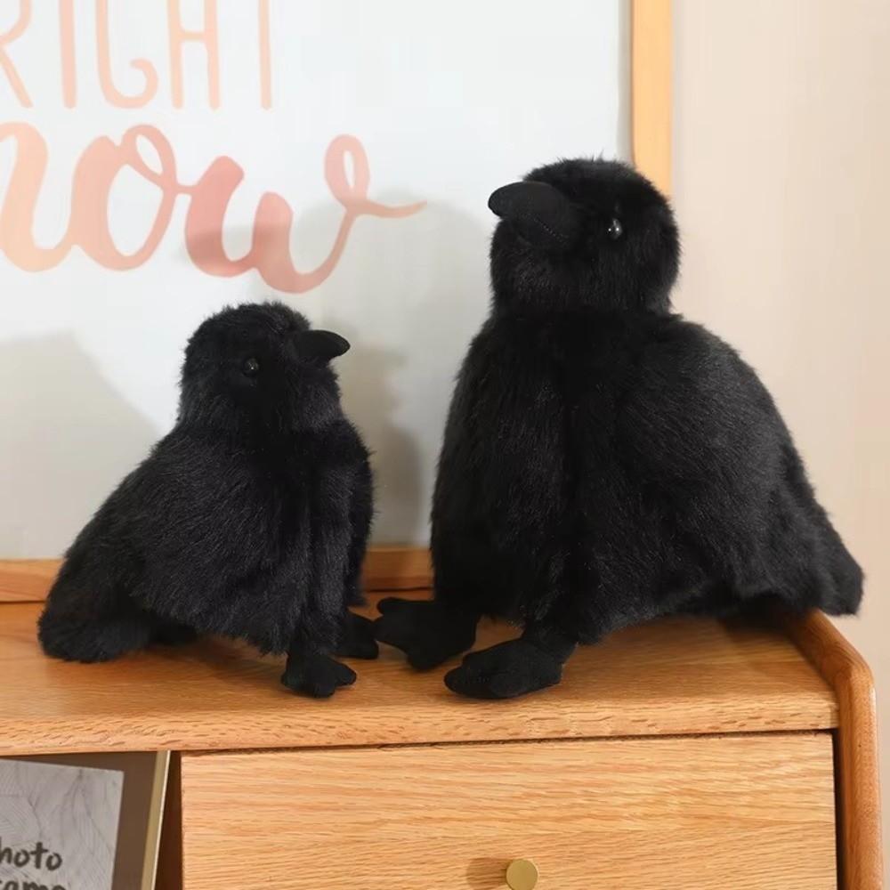 Soft Fabric Realistic Crow Plush Toy Black Color Gothic Crow Stuffed Toy Bird Soft Doll Home Decor