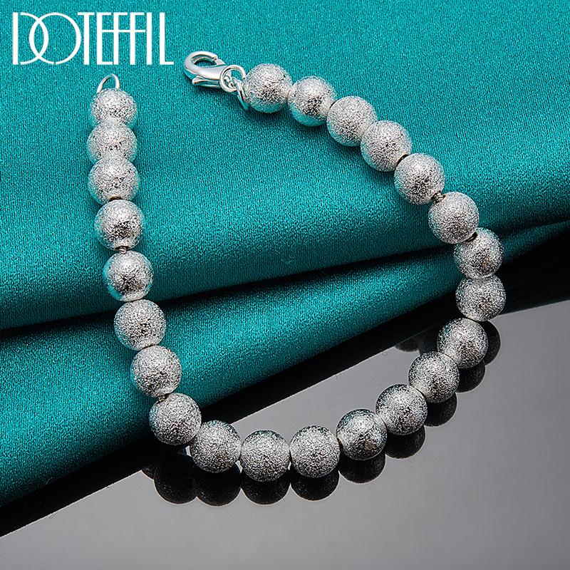 Модный браслет из матового бисера 8 мм, подарок на вечеринку, стерлинговое серебро 925 пробы, красивые ювелирные изделия