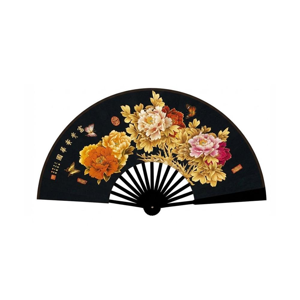 Chinese Style Folding Handheld Fan Handmade Flower Pattern Hand Fans Exquisite Silk Cloth Dance Fan Home Decoration