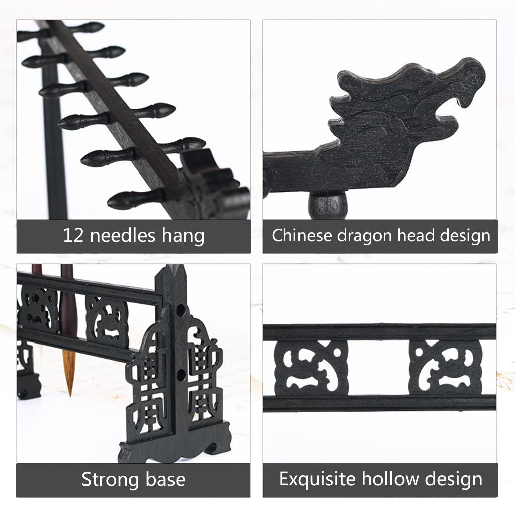 Ретро 12-контактный держатель для кистей из смолы, тонкая резная вешалка для кистей для каллиграфии, подставка для ручек для кистей для каллиграфии, китайский держатель для кистей