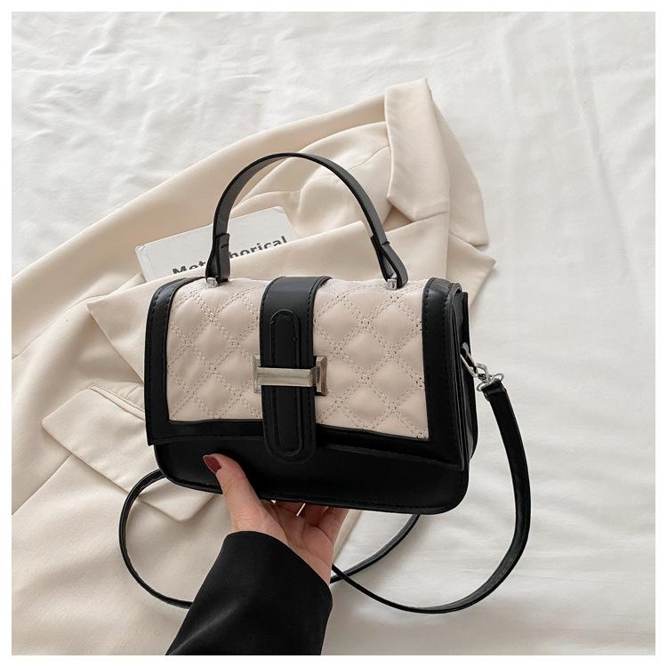 Корейский стиль цветные блоки ромбовидная решетка элегантный простой стильная сумка через плечо для женщин - летнее новое поступление вышитая маленькая квадратная сумка