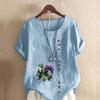Женская модная футболка с коротким рукавом с принтом лаванды, свободная хлопковая рубашка, повседневная свободная летняя блузка, топы больших размеров