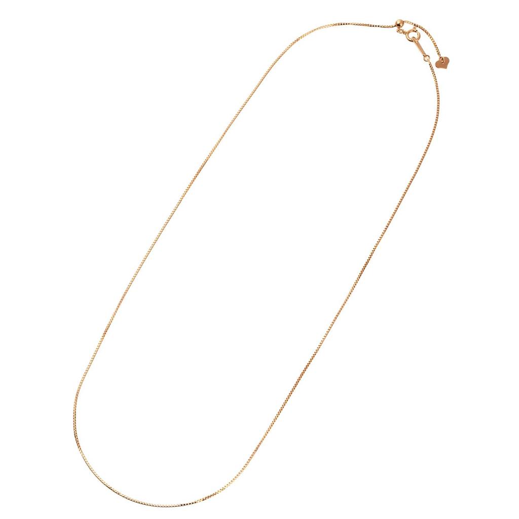 Pink Gold 18K Venetian 45cm [Fairy Carret] Necklace, Gold, Chain, (Heart-Shaped Adjuster, 0.8mm Width, Approx. 2g)
