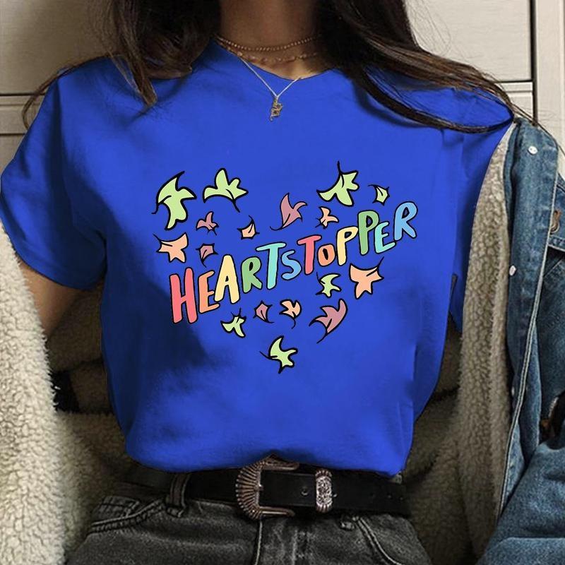 Новая горячая мода Heartstopper Regiment Printed T-Shirt Женская мода Повседневная персонализированная Heartstopper Round Neck T-Shirt Shirt