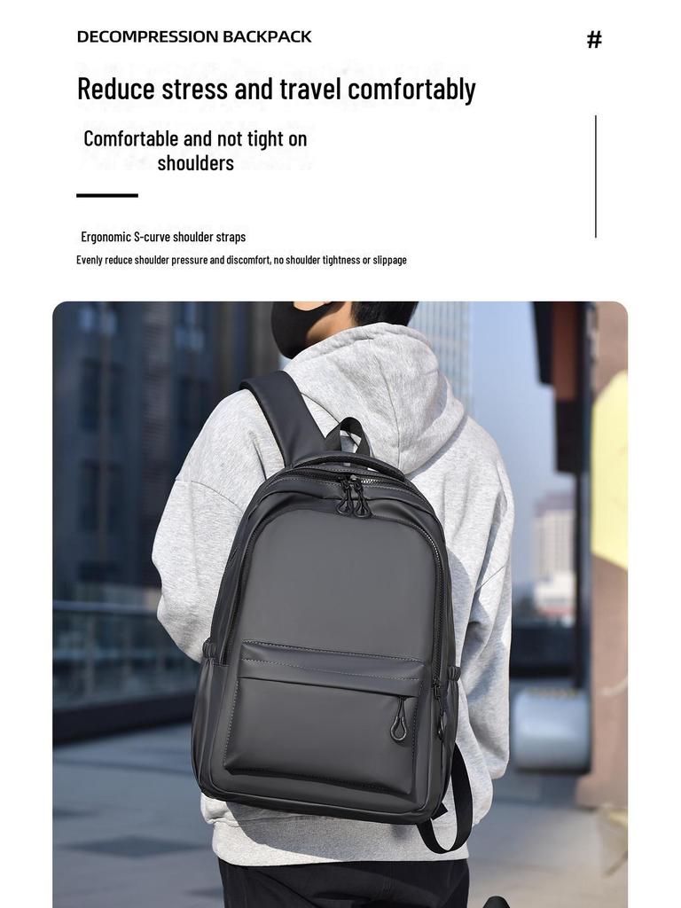 Мужской рюкзак Cross-Border Business Backpack - средний студенческий рюкзак, большой вместимости кожаный рюкзак для ноутбука