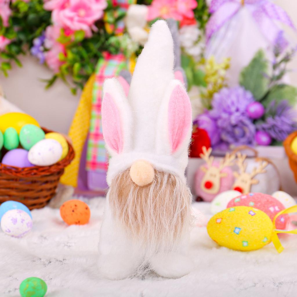 Easter Pink Eared Plaid Rabbit Pygmy Doll Doll Ornament Home Decoration Supplies