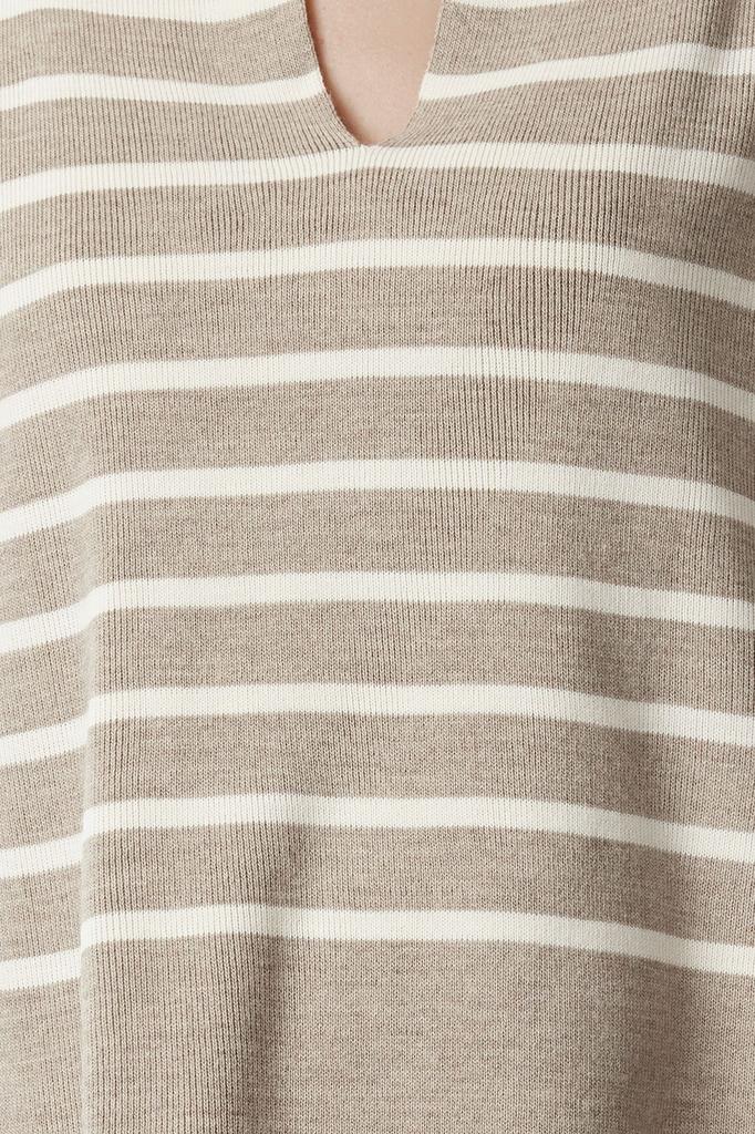 Женский модный стильный свитер темно-синий широкий вязаный свитер с воротником в полоску