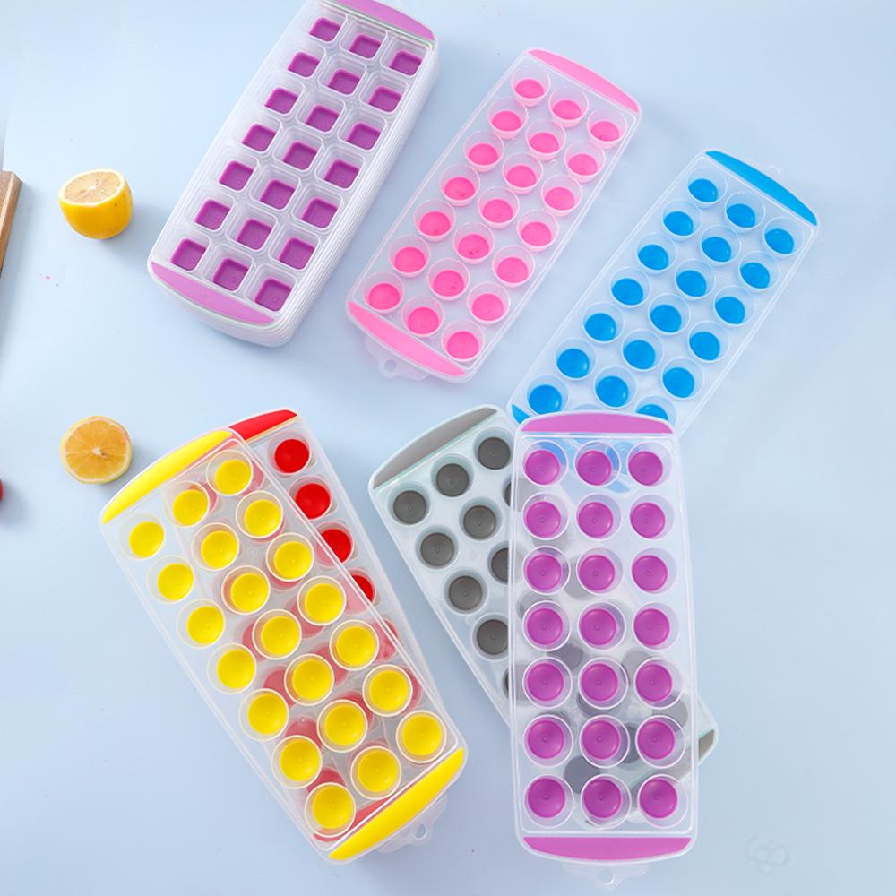 21-Cell Easy Release Ice Cube Tray - Round Hole, Square Press, Quick Freeze Mold