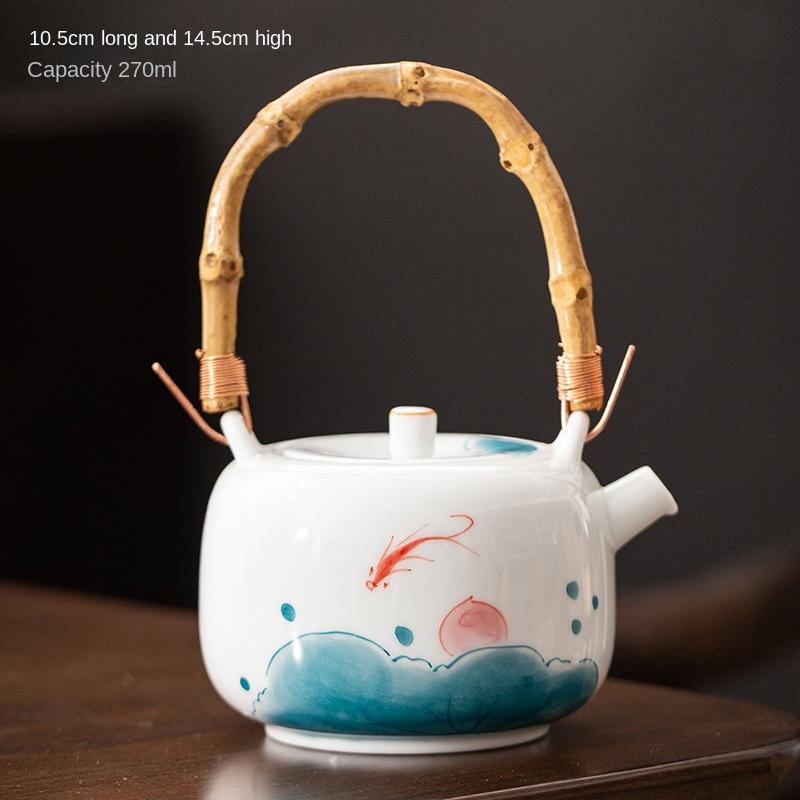 Hand-painted Japanese Style Lifting Pot Tea Pot Kung Fu Tea Set With Filter Coarse Ceramic Purple Clay Pot Ceramic Tea Pot Puer