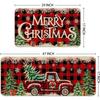 Christmas Kitchen Mats for Floor, Christmas Kitchen Rugs Set of 2 - Farmhouse Truck Red Buffalo Plaid Christmas Kitchen Decor