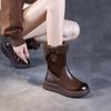 Winter Plush Warm Mid-calf Boots Genuine Leather Soft Soled Casual Versatile Women's Cotton Boots