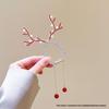 Elegant Christmas Reindeer Antler Hair Clip with Tassels - High Ponytail Styling Claw Clip