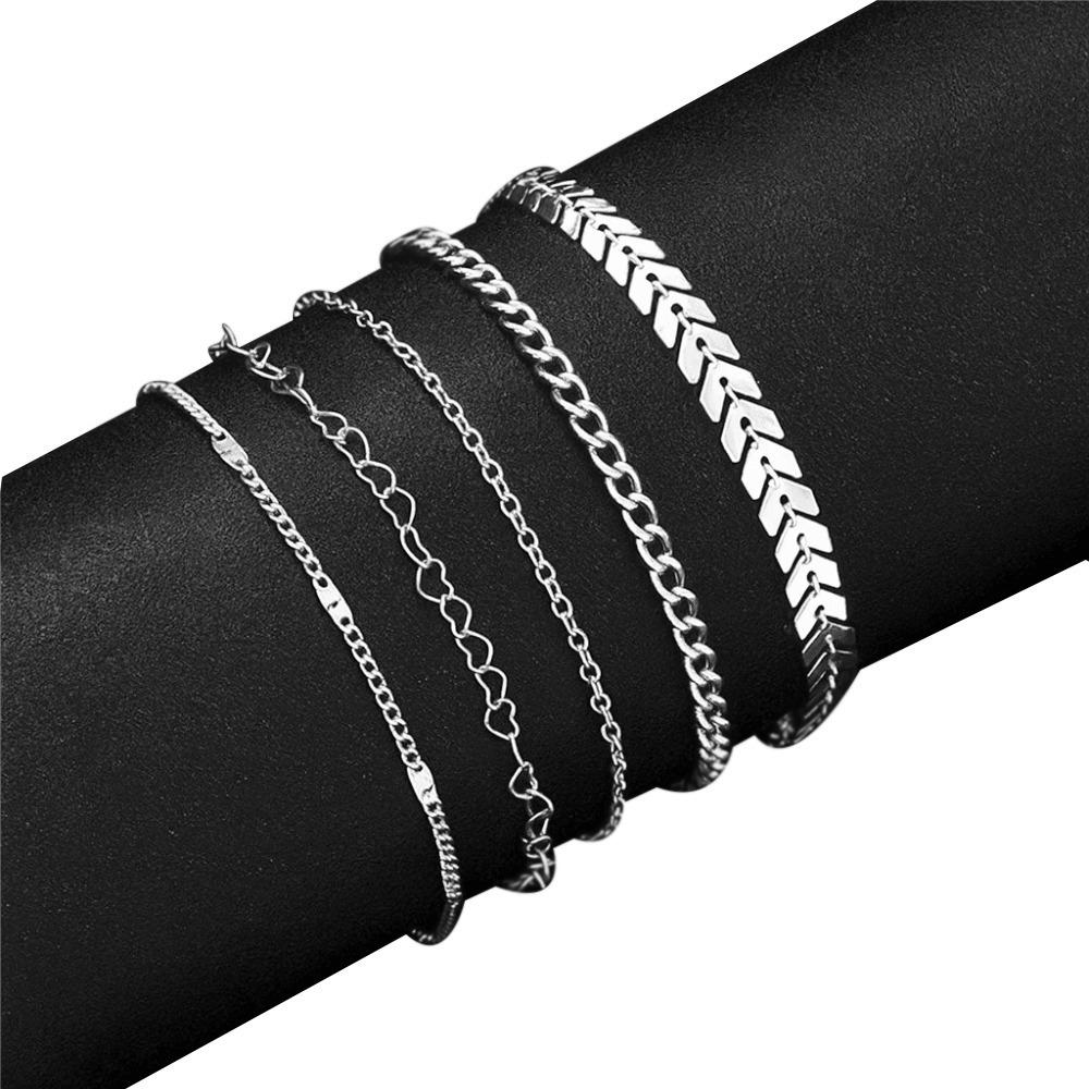 4 шт./5 шт. Регулируемый браслет на ногу с подвеской в виде сердца, Браслет на ногу с жемчужной подвеской, Женские ювелирные аксессуары для девушки