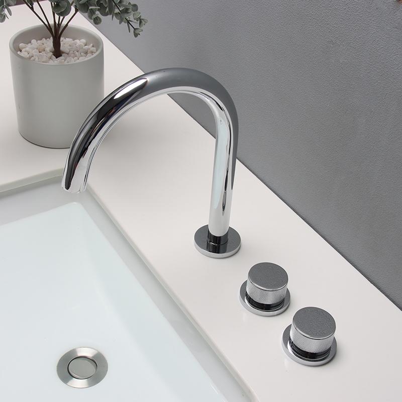 Смесители для раковины, полностью латунный черный смеситель для ванной комнаты, матовый золотой смеситель для раковины, 3 отверстия, горячий и холодный водопадный кран, водопроводный кран