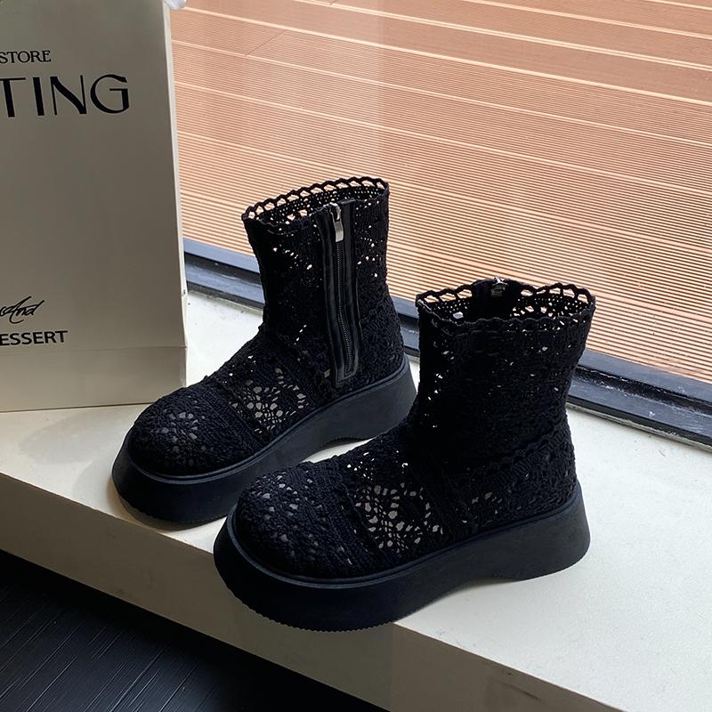 Fashion CRLAYDK Fashion Women's Closed Toe Ankle Boots Zipper Lace Summer Breathable Shorts Booties Casual Ladies Walking Sandals Shoes