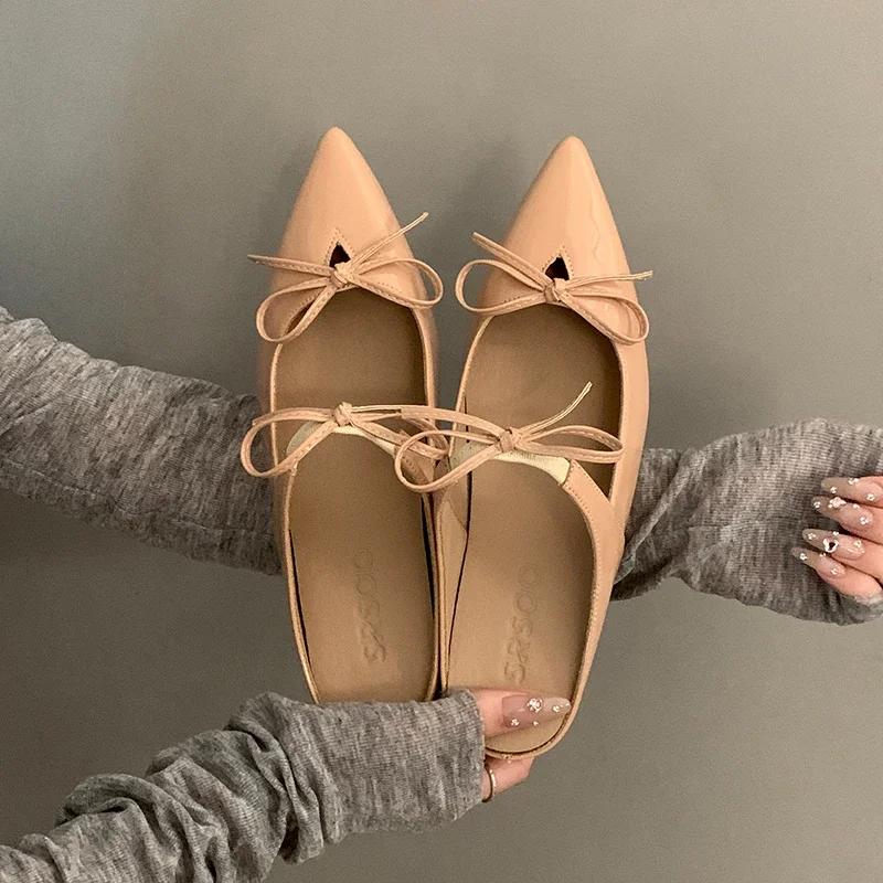 Летние женские туфли-мюли с острым носком, модные женские туфли-бабочки на пляже, женские туфли на плоской подошве