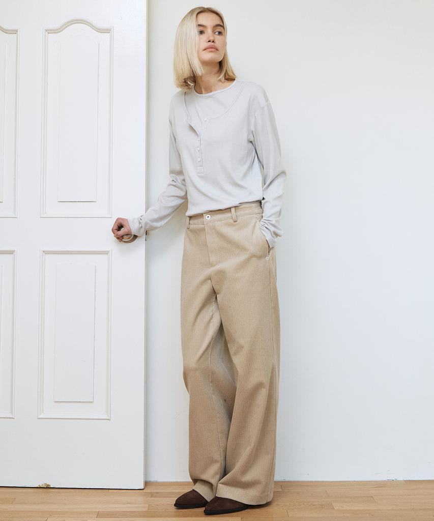 IHR Rivet Detail Corduroy Pants / Beige