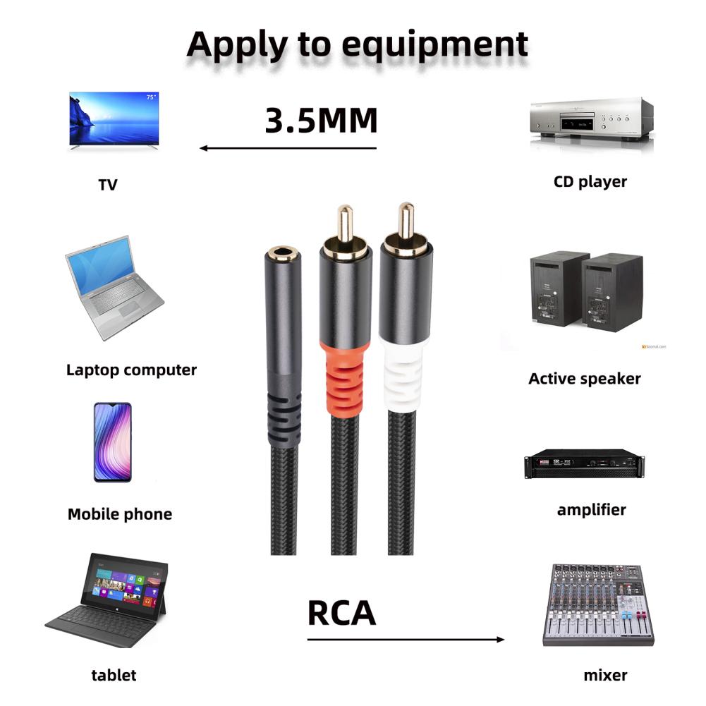 Кабель RCA 2RCA на 3,5 мм разъем женский AUX аудио кабель стерео разветвитель адаптер кабель для ТВ ПК DVD динамик аудио усилители