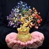 Дерево Счастливого Фэн-Шуй с 7 Чакрами и Золотой Денежный Мешочек - Целебное Дерево Бонсай из Кристаллов Драгоценных Камней для Богатства, Процветания, Положительной Энергии,