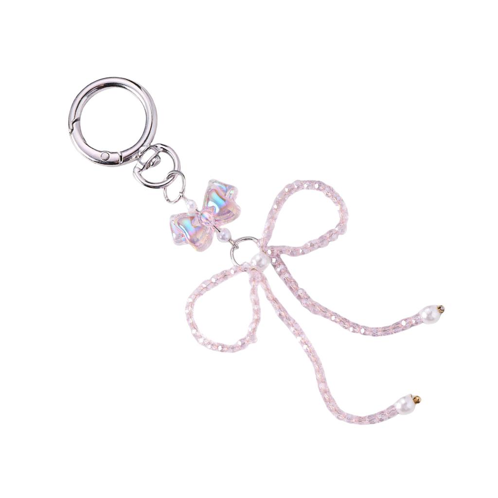 Stylish Bowknot Keychain Beaded Butterfly Knot Pendant for Women Handbags and Backpacks Colorful Key Chain Ornament