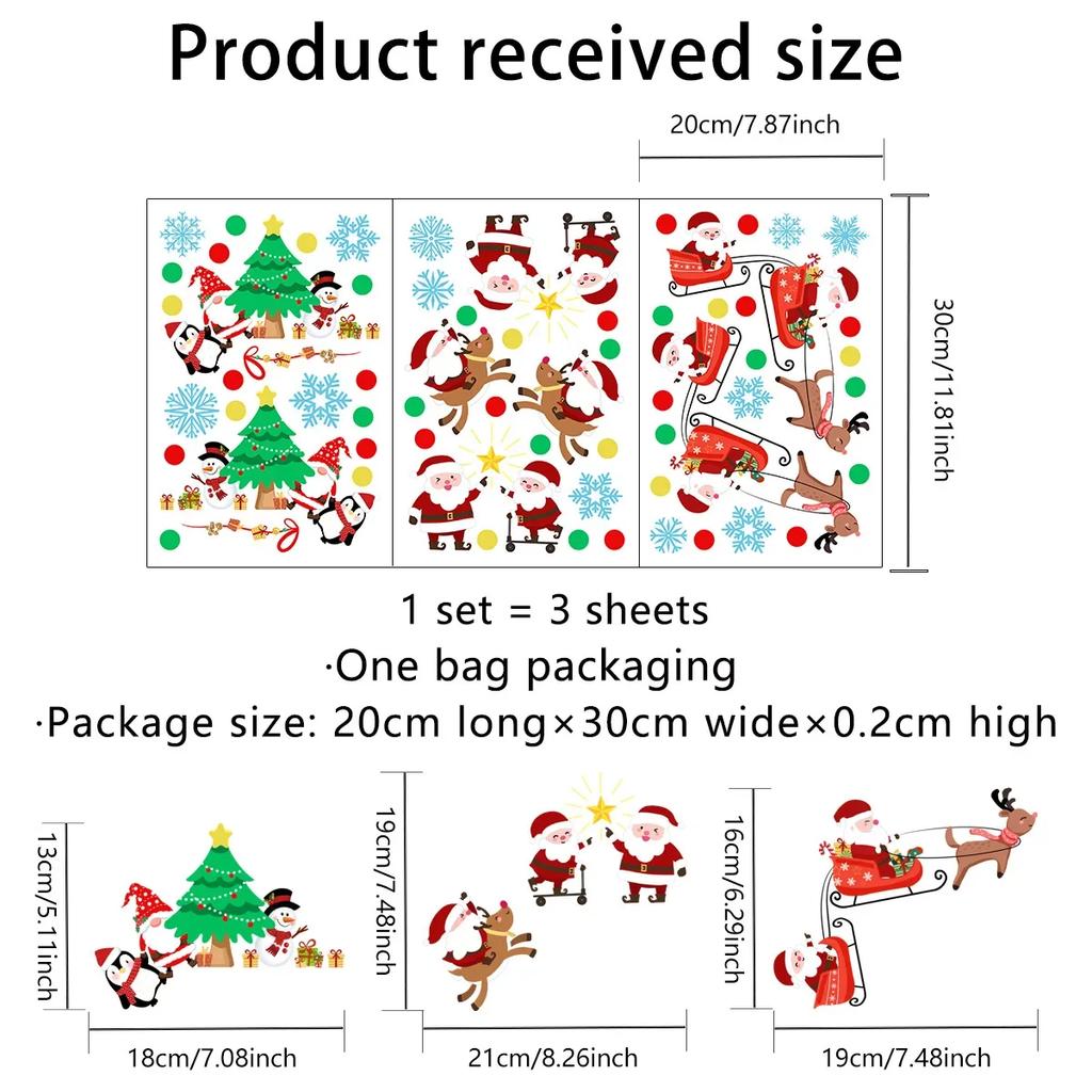 Веселые рождественские наклейки на двери, окна, настенные украшения, мультфильм Санта, снеговик, рождественская елка, сани с оленем, обои, праздничный декор комнаты