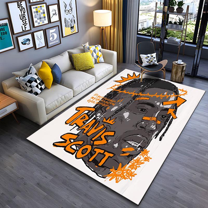 Travis Scott Graphic Art Carpet suitable as a non-slip mat for the living room or bedroom sofa