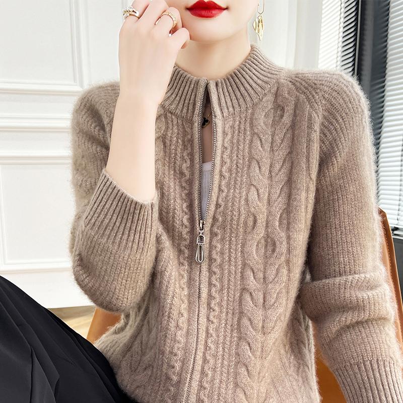 Женский кашемировый кардиган Qinghe Cashmere 30% кашемира 70% шерсти Осенне-зимний кашемировый кардиган Утепленный Мягкий Теплый